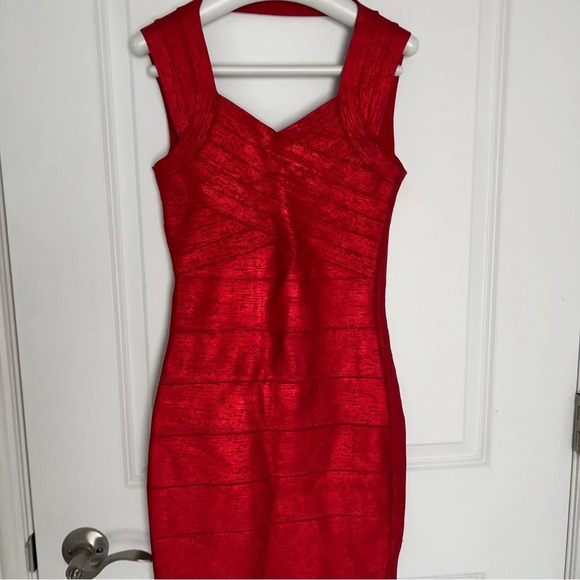 Herve Leger Red Mini Dress - Picture 3 of 10